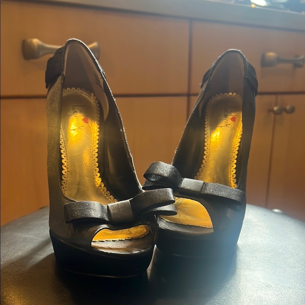 Elegant Black Peep-Toe Heels